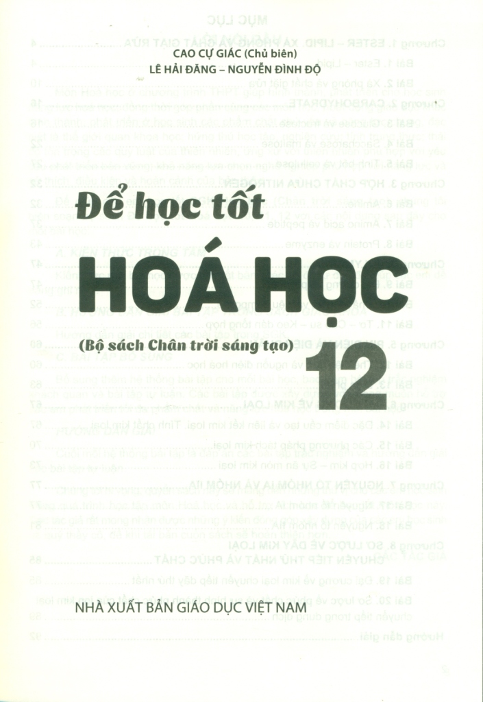 ĐỂ HỌC TỐT HÓA HỌC LỚP 12 (Bộ sách Chân trời sáng tạo)